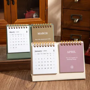 2026 desktop calendar dual-grid memo planner with motivational English quotes office decor