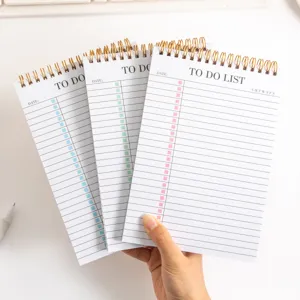 Taccuino planner giornaliero e settimanale inglese portatile con griglia di controllo checklist.