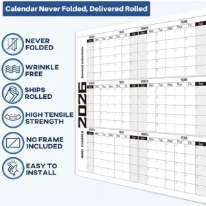 Calendario de pared 2026 planificador anual gran calendario borrable en versión en inglés