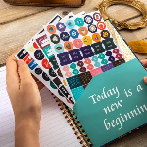 2026 planner notebook with date monthly tabs and decorative planner stickers for daily work efficiency