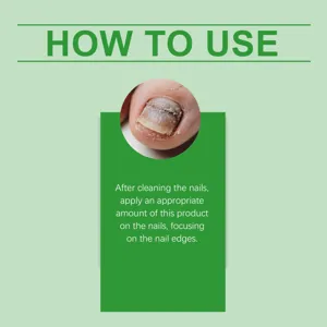 Image de détail d'instruction de soin des ongles montrant l'application du soin.