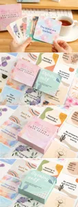 Boxed English inspirational affirmation cards set, daily positive quote postcards for women.