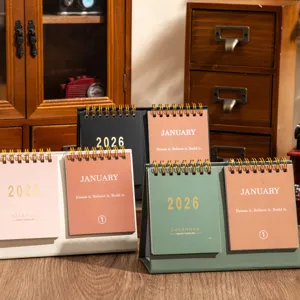 2026 desktop calendar dual spiral weekly monthly planner cute office stationery decor