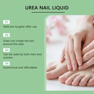 Liquide pour ongles à l'urée vue détaillée montrant les soins des mains et des pieds.