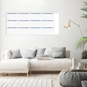 Large erasable yearly wall calendar planner, undated self-fill schedule sticker for office.