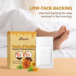 Patchs de pieds au venin d'abeille Ximonth, formule apaisante, 10 pièces pour soin relaxant.