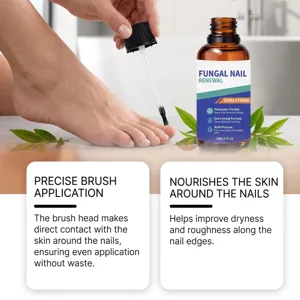 Gedetailleerd overzicht van de fles nagelverzorgingsvloeistof met precieze penseelapplicator.