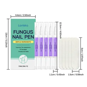 LANISKA fungus nail care pen set with files, professional repair for damaged nails, 15ml