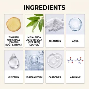 Detailed ingredient breakdown chart displaying natural extracts and safe cosmetic components.