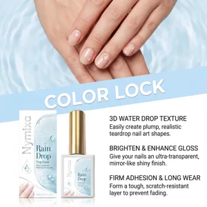 Nymixa 3D water drop nail top coat gel for glossy mirror finish and long lasting manicure.