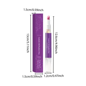 Detailed dimension view of the grape flavored cuticle oil pusher pen with precise measurements.