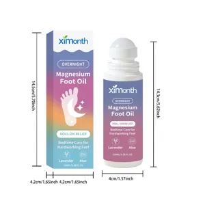 Ximonth 100ml Magnesium Fußöl Roll-on Flasche mit Lavendel und Aloe für nächtliche Fußpflege.