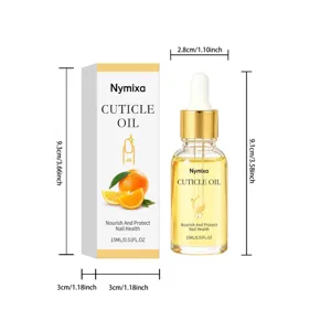 Nymixa cuticle oil 15ml nourishing nail treatment with dropper and packaging box display.