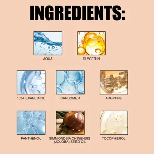 Gráfico detallado de ingredientes del aceite para cutículas con fórmula nutritiva.