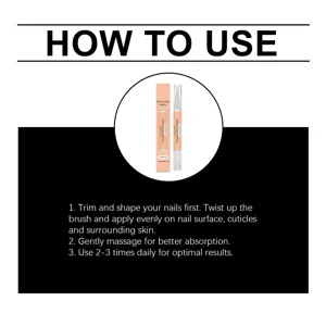 Lápiz de aceite para cutículas gráfico de instrucciones detalladas para el cuidado de uñas.