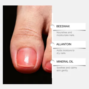 Herbal nail care patch featuring beeswax and allantoin for daily foot and nail nourishment.