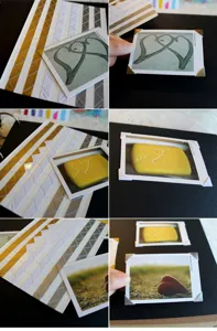 Self-adhesive photo corners detail shot, perfect for DIY scrapbooking, photo albums and crafts.