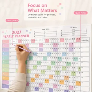2027 Yearly Planner Calendar Desktop Wall Hanging Schedule Organizer Notebook Agenda 1pc