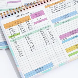 B5 spiral budget planner notebook for financial tracking and monthly expense planning.