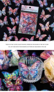 Gilded butterfly PET sticker pack for journaling, scrapbooking, and aesthetic decoration supplies