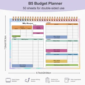 B5 budget planner notebook 50 sheets double-sided financial organizer with thick paper.