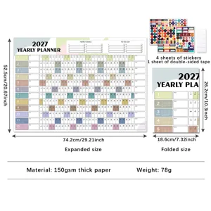 2027 Yearly Planner Calendar Wall Hanging Schedule Planner with Stickers Paper Material
