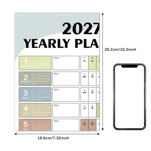 2027 Yearly Planner Wall Calendar English Edition with Size Measurement Design 18.6x26.2cm office