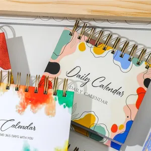 2027 English desk calendar with artistic watercolor cover and spiral binding for office