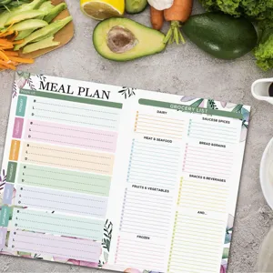 Weekly meal planner notepad magnetic fridge calendar grocery list meal prep organizer.