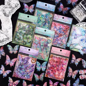 Gilded Butterfly Dream Series Waterproof PET Sticker Pack Retro Hot Stamping Decorative Stickers For Hand Ledger DIY Craft