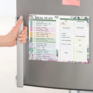 Magnetic weekly meal planner notepad for refrigerator, ideal for kitchen organization.