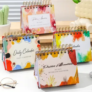 English Desk Calendar Perpetual Motivational Daily Calendar Creative Watercolor Desktop Decoration Office Stationery