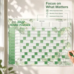 2027 Yearly Planner Wall Calendar Botanical Green Monthly Daily Schedule Organizer