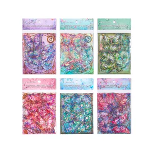 Gilt butterfly dream series PET journaling sticker pack, waterproof vintage hot stamping crafts.