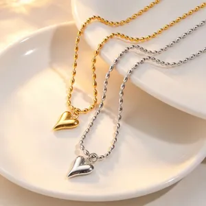 Gold and silver heart bead necklace stylish clavicle chain dainty aesthetic jewelry for women