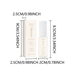 Nymixa nail care serum detail view showing packaging and product bottle dimensions clearly.