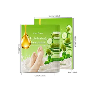 OceAura exfoliërende voetmasker set voor diepe hydratatie en zachte verzorging van voeten.