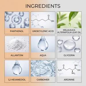 Professional nail care pen ingredients infographic showing nourishing and moisturizing formula.