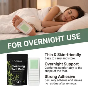 LANISKA cleansing foot pads for overnight comfort, thin skin-friendly design, 10 patches.