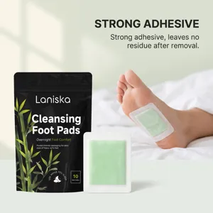 LANISKA cleansing bamboo foot pads 10 count, overnight comfort for tired feet care.
