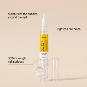 Ximonth restoring nail pen detail showing botanical formula, moisturizing cuticles and soft finish.