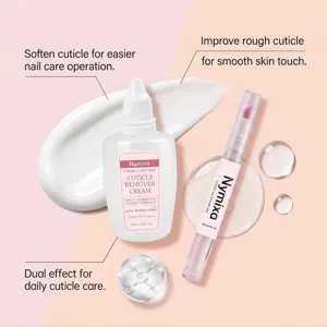 Nymixa cuticle remover cream and nourishing oil pen set for smooth nail care routine.