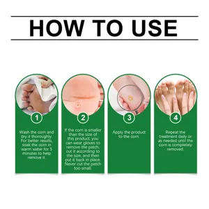 Step-by-step instructions for foot corn removal patch, clean and smooth skin daily use.
