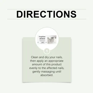 Vue détaillée de la carte d'instructions de crème pour les ongles avec étapes d'application.