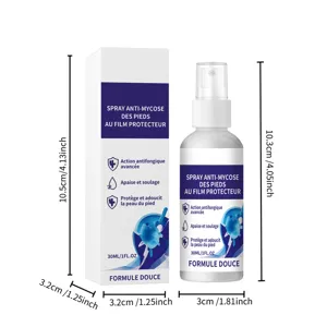 Foot care spray 30ml detail view showing compact bottle size and anti-fungal formula.