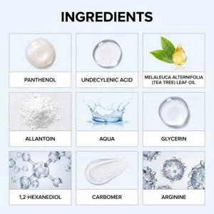 Detailed ingredient chart of nail care pen showing nourishing formula and texture.