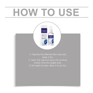 Detail view showing how to use the foot care spray with step-by-step instructions.
