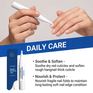 Detail view of nail care pen application for soothing and nourishing dry cuticles effectively.