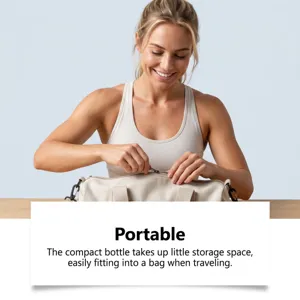 Detail view showing the compact foot spray bottle easily fitting into a travel bag for daily use.