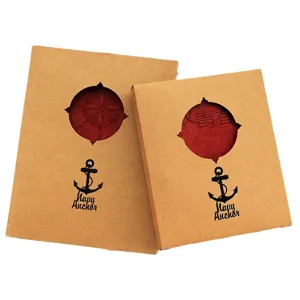 Vintage DIY leather photo album with kraft paper box and anchor cutout design main image.